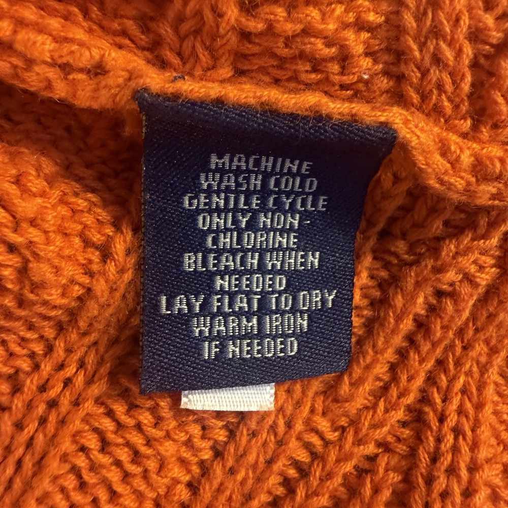 Chaps Denim XL Orange Linen Cotton Cable Knit Boat Neck Sweater Women's Fall - Picture 4 of 9